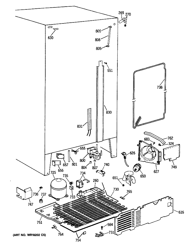 Section Diagram and Parts List for TFK22PRTCAA  General Electric Refrigerator