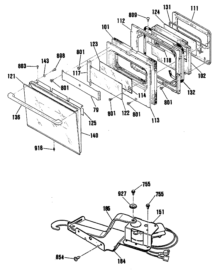 Section Diagram and Parts List for ZEK754GP6BG  General Electric Wall Oven