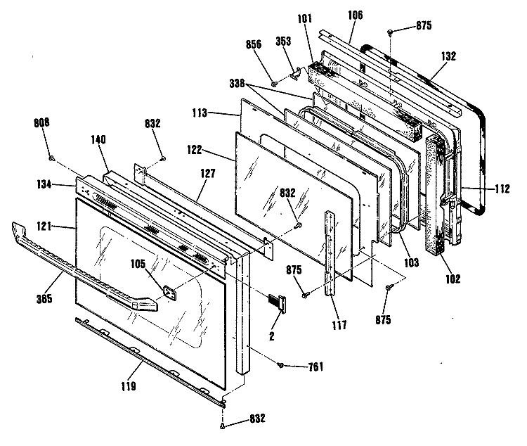 Section Diagram and Parts List for JTP18AT1AA  General Electric Wall Oven
