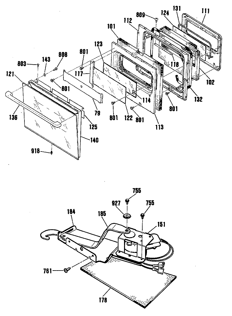 Section Diagram and Parts List for ZEK757WP4WG  General Electric Wall Oven