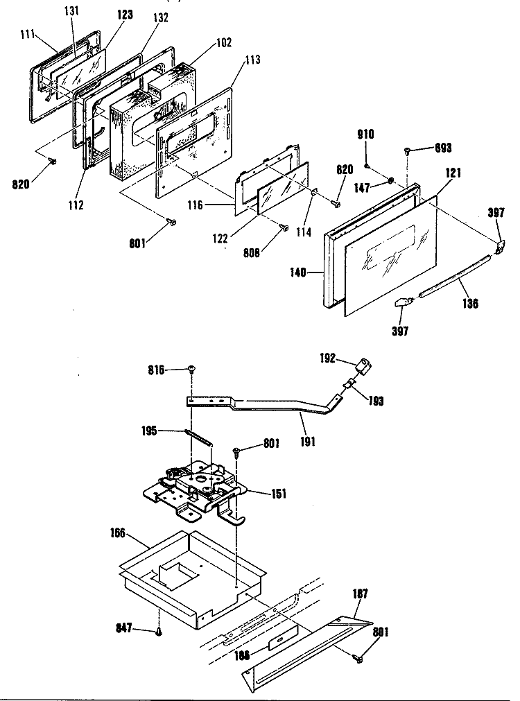 Section Diagram and Parts List for JSP68GT1BB  General Electric Range