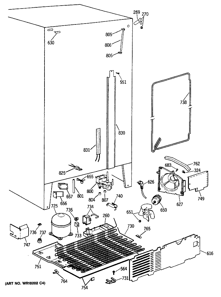 Section Diagram and Parts List for TFK24ZFTCAD  General Electric Refrigerator
