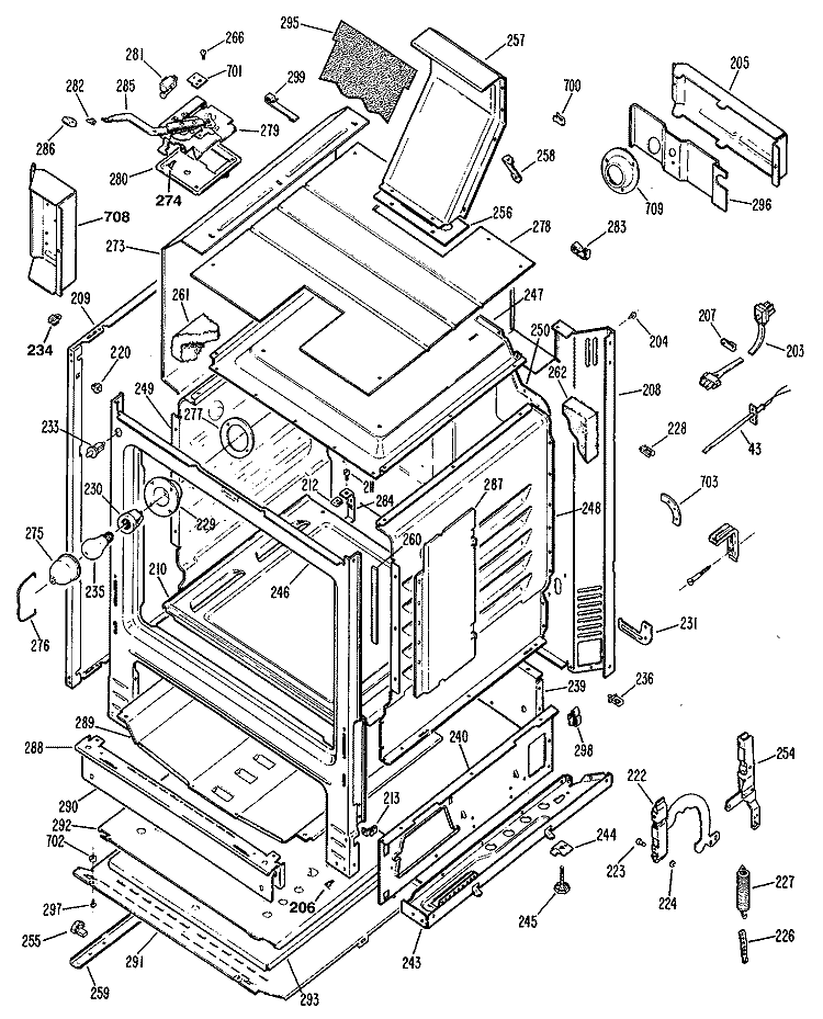Section Diagram and Parts List for JGBP26GEN7  General Electric Range