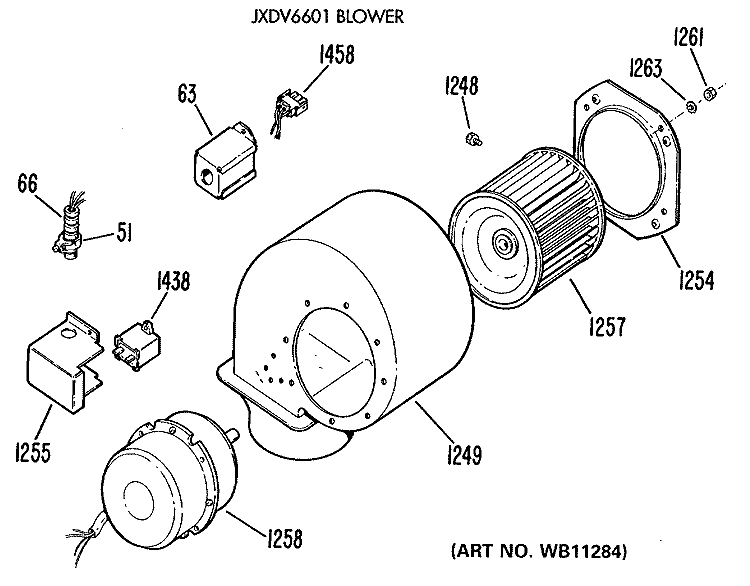 JXDV6601 BLOWER Diagram and Parts List for JGP640ES2BG  General Electric Cooktop