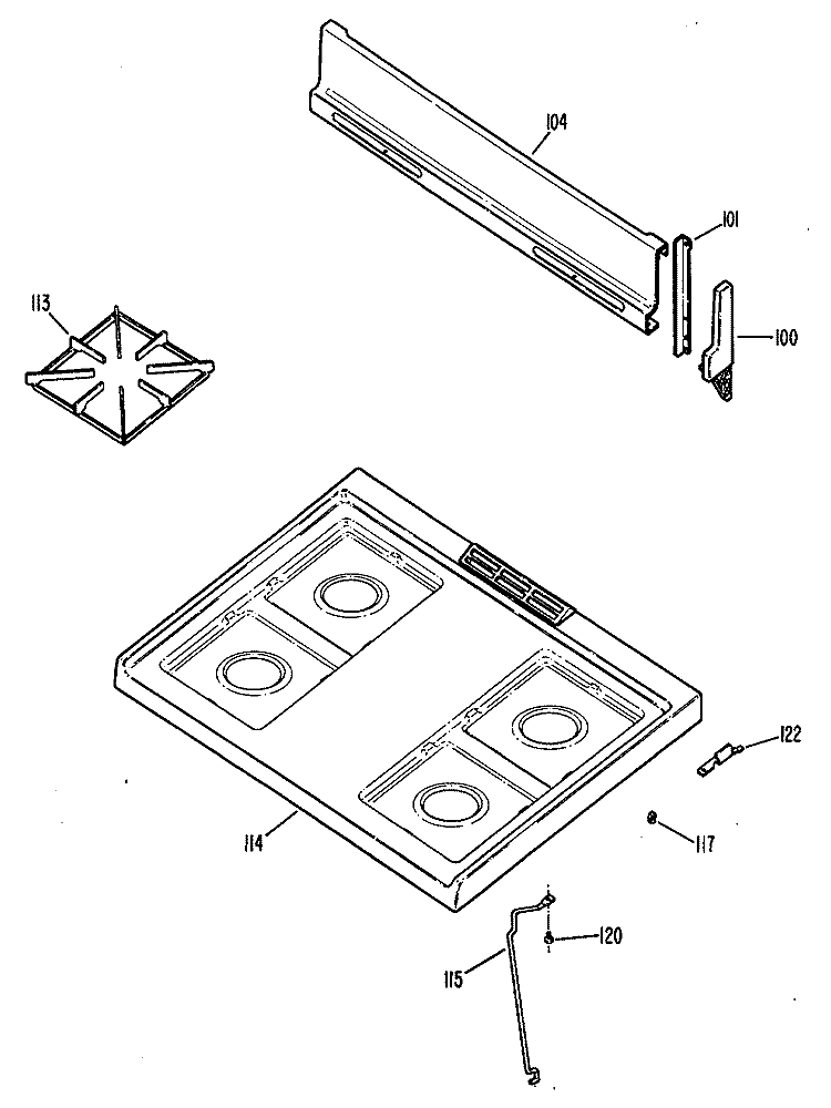 Section Diagram and Parts List for JGBS03PV1AD  General Electric Range