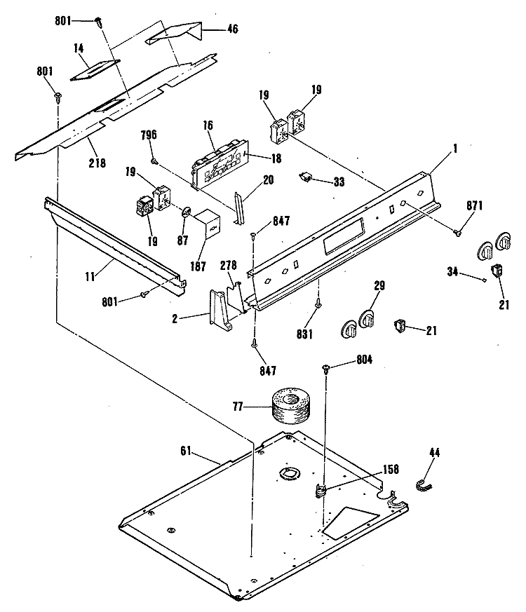 Section Diagram and Parts List for JCSP38GT1BB  General Electric Range