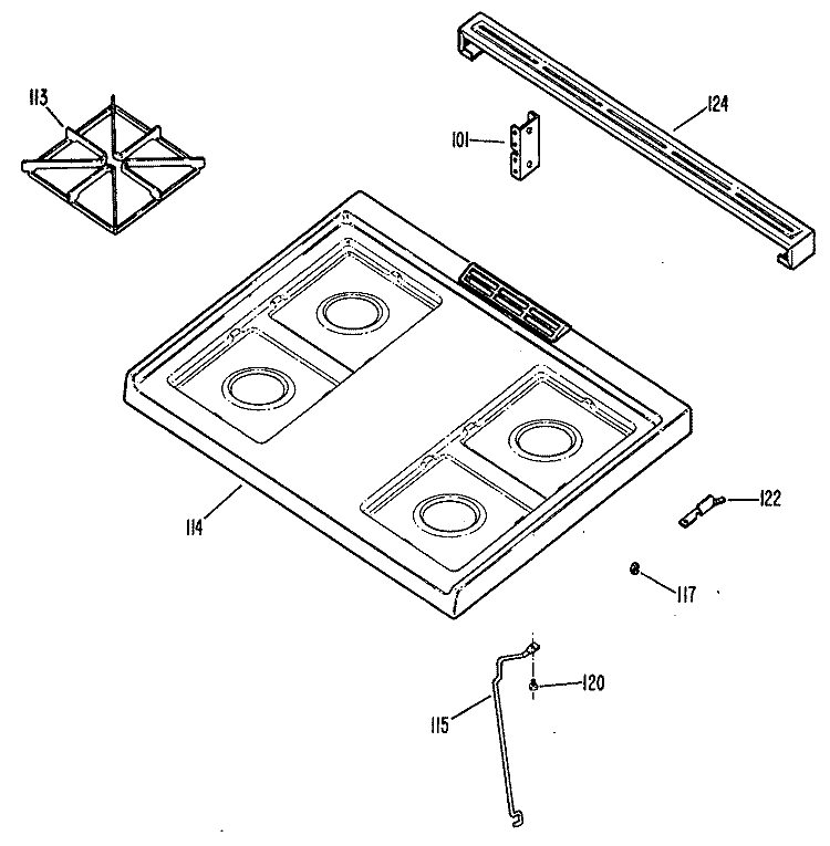 Section Diagram and Parts List for JGSS05GEV1BB  General Electric Range