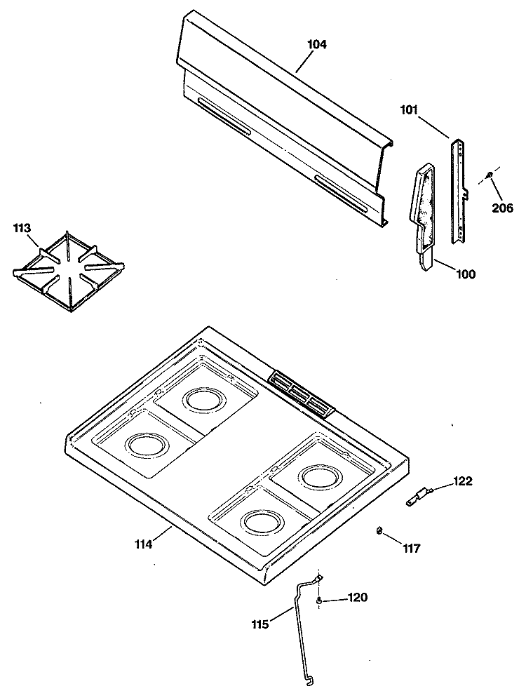 Section Diagram and Parts List for JGBS06PV1WH  General Electric Range