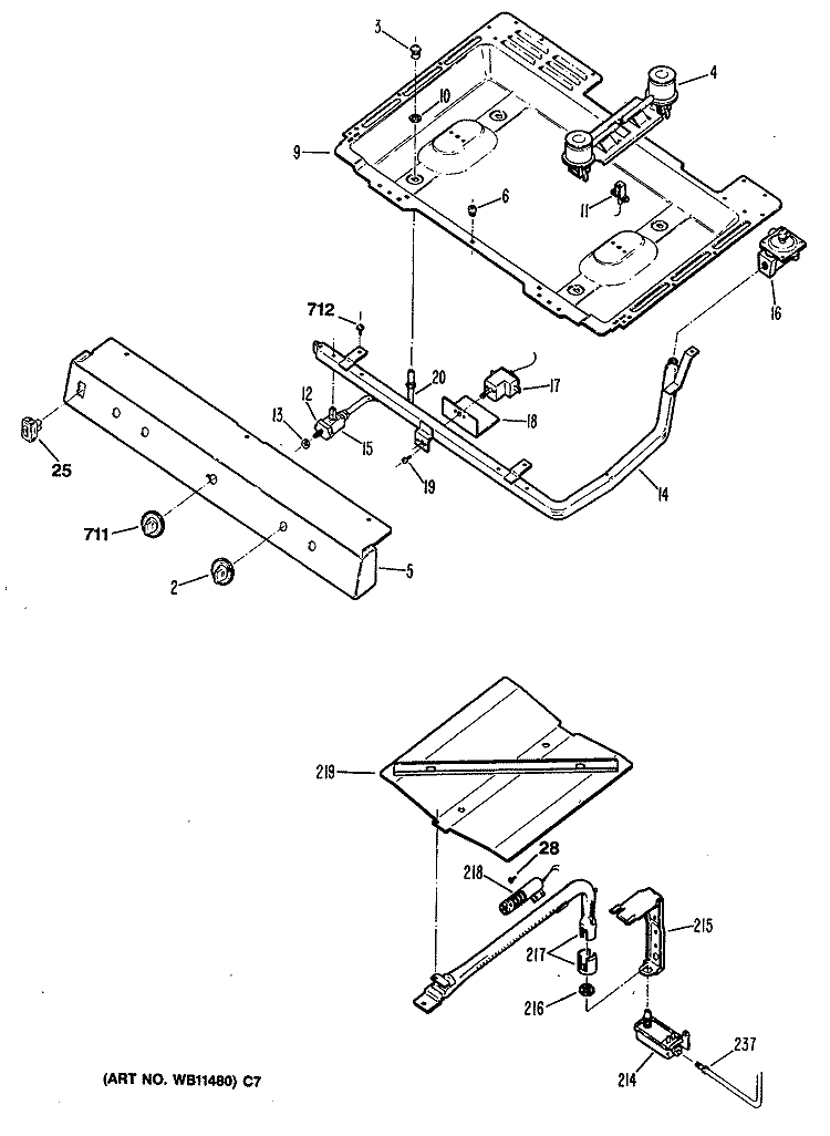 Section Diagram and Parts List for JGBS06EV1AD  General Electric Range