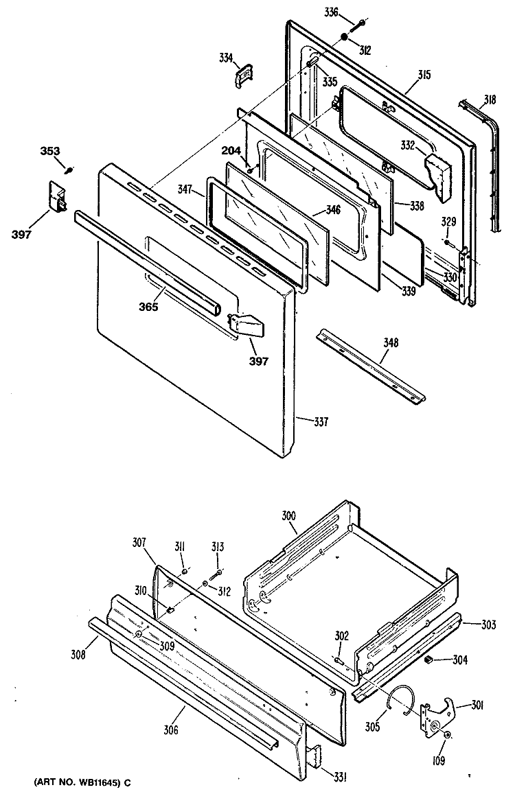 Section Diagram and Parts List for JGBS06EV1AD  General Electric Range