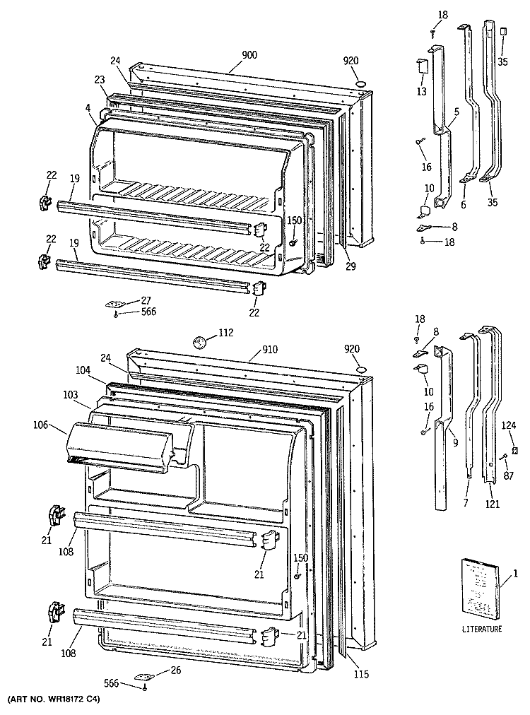 Section Diagram and Parts List for TBX16SSTDRAD  General Electric Refrigerator
