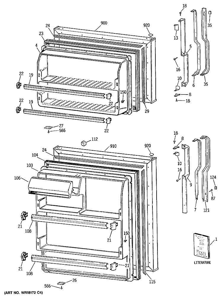 Section Diagram and Parts List for TBX16SIXGLAD  General Electric Refrigerator