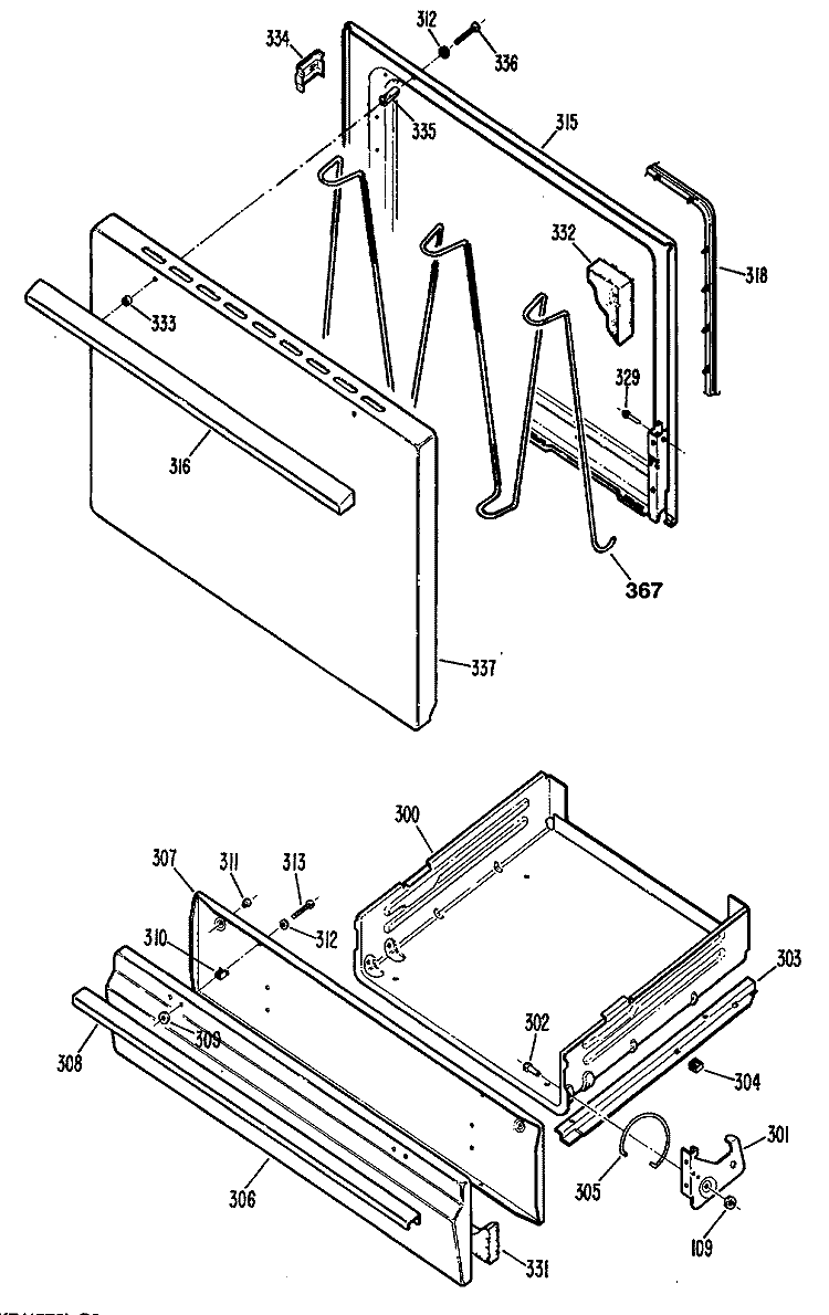 Section Diagram and Parts List for JGBS21EV1WH  General Electric Range