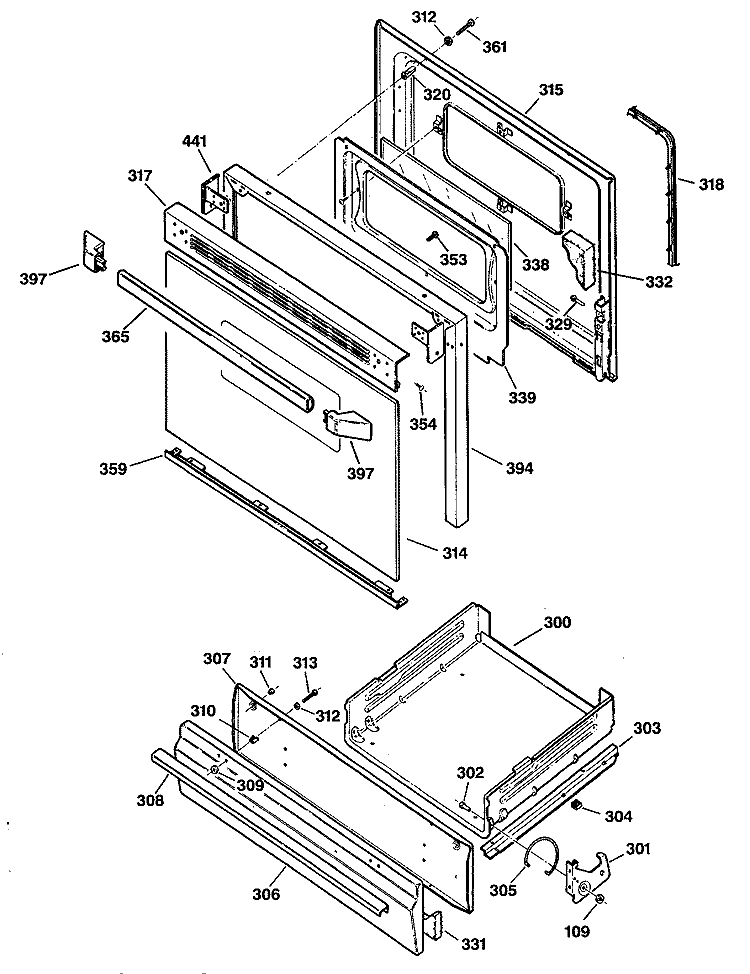 Section Diagram and Parts List for JGBS22GEV2WH  General Electric Range