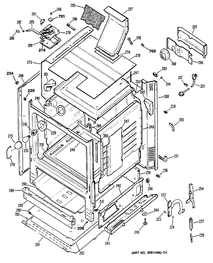 Section Diagram and Parts List for JGBP24GEV2WH  General Electric Range