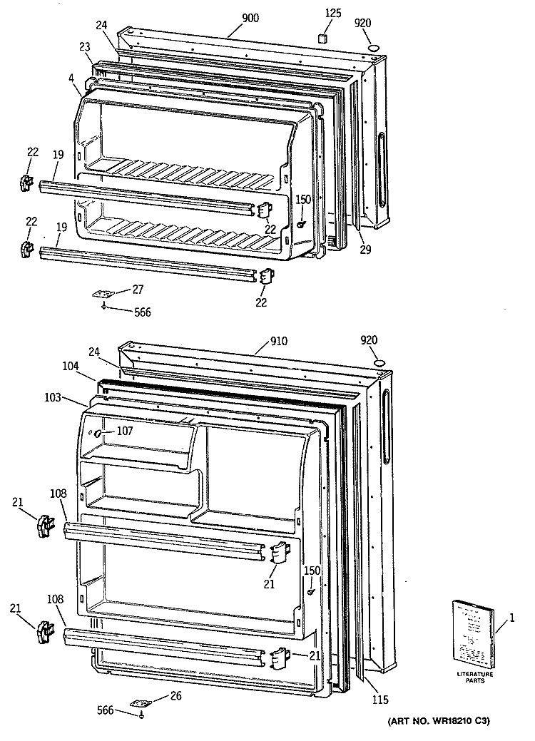 Section Diagram and Parts List for TBX14AYTGRWH  General Electric Refrigerator