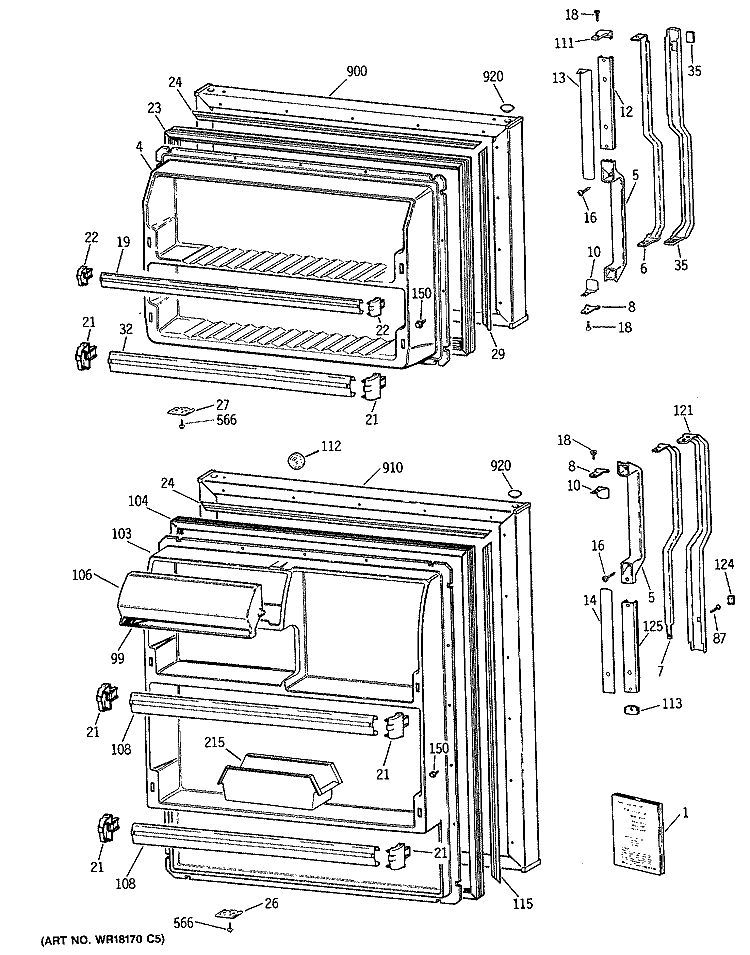 Section Diagram and Parts List for TBX16DATGRAD  General Electric Refrigerator