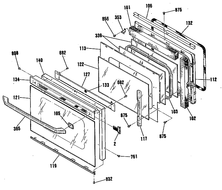 Section Diagram and Parts List for JTP56AV1AA  General Electric Wall Oven