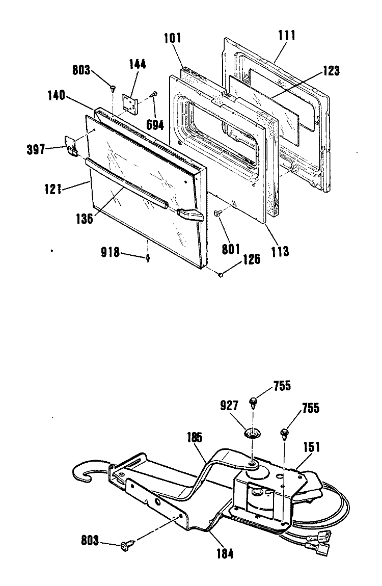 Section Diagram and Parts List for JKP26GV1BB  General Electric Wall Oven