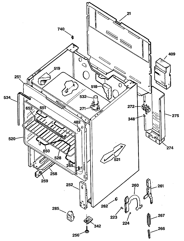 Section Diagram and Parts List for JBS03V1  General Electric Range
