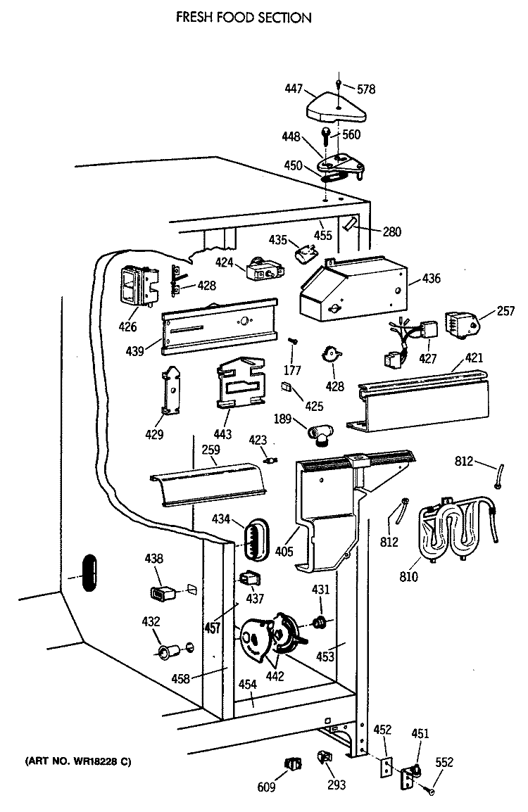 FRESH FOOD SECTION Diagram and Parts List for TFX24PRXABB  General Electric Refrigerator