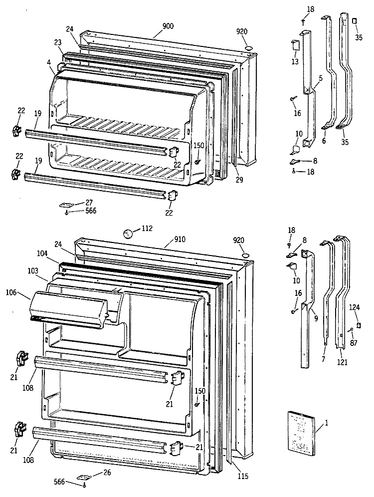 Section Diagram and Parts List for TBX14SAXKRWH  General Electric Refrigerator