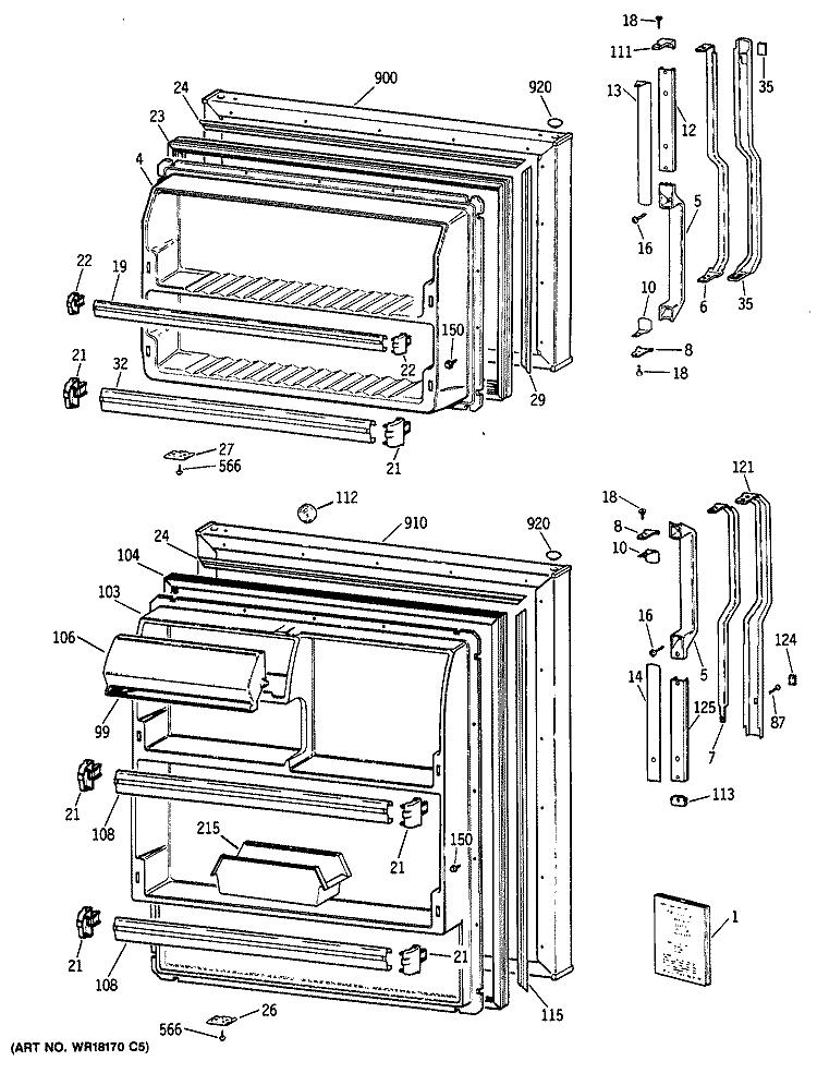 Section Diagram and Parts List for TBX14DAXKRAD  General Electric Refrigerator