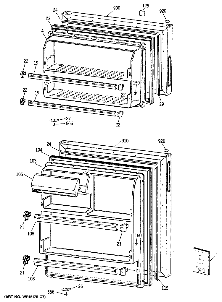 Section Diagram and Parts List for TBX14SYXKRAD  General Electric Refrigerator