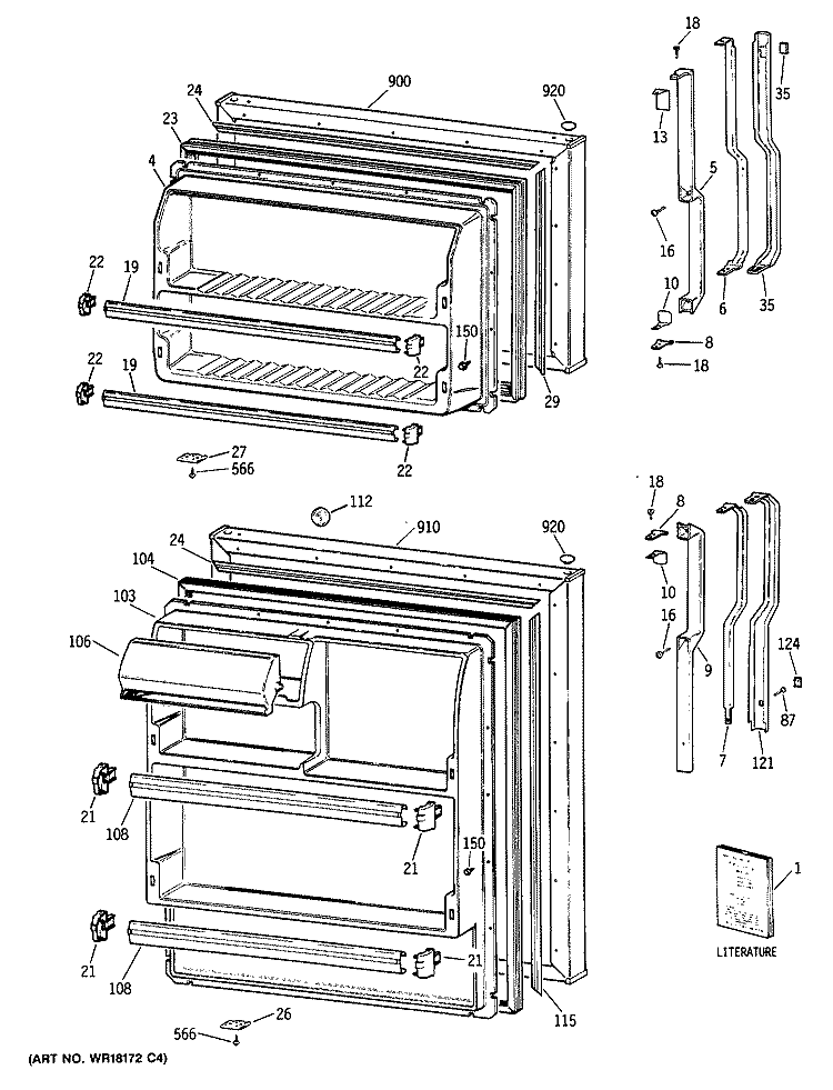 Section Diagram and Parts List for TBX16SIYBLAD  General Electric Refrigerator