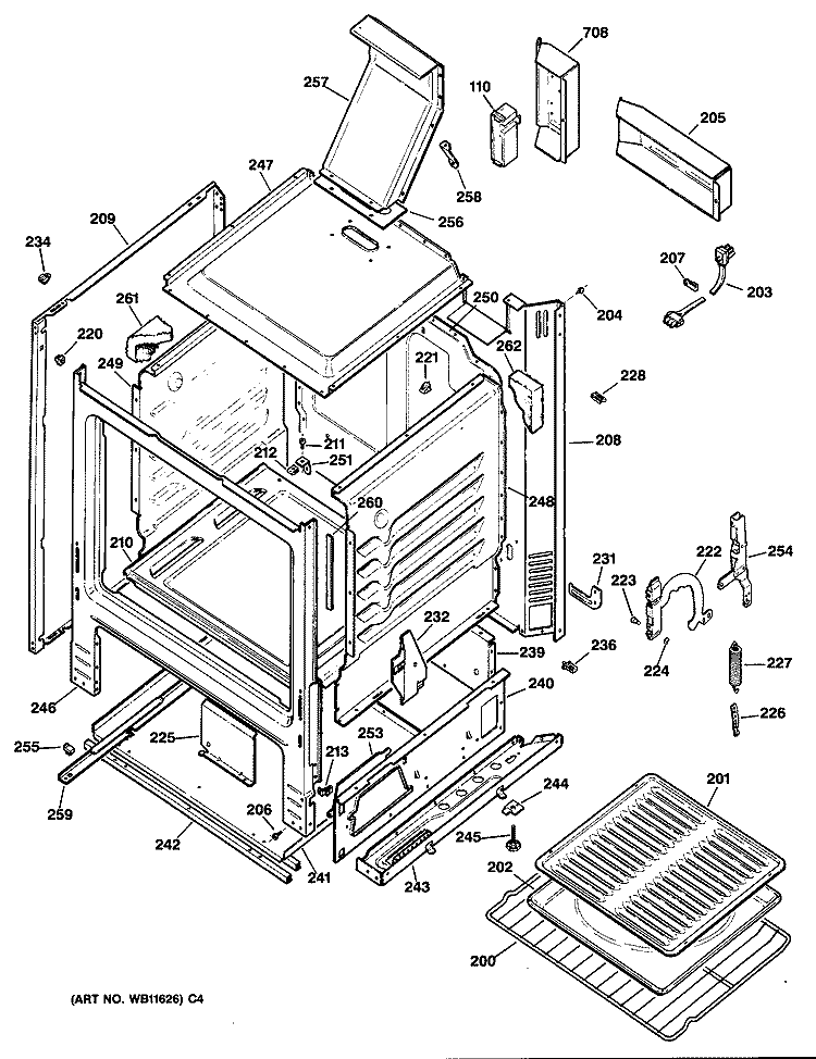 Section Diagram and Parts List for JGBS21EV2WH  General Electric Range