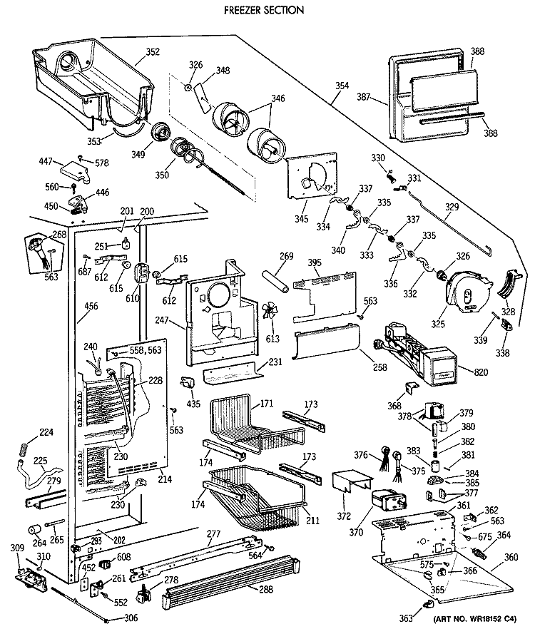 FREEZER SECTION Diagram and Parts List for TPX21BRXAAA  General Electric Refrigerator