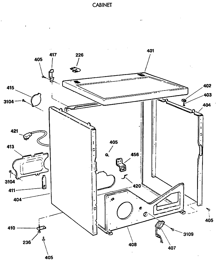 CABINET Diagram and Parts List for DDG8280SBMAA  General Electric Dryer
