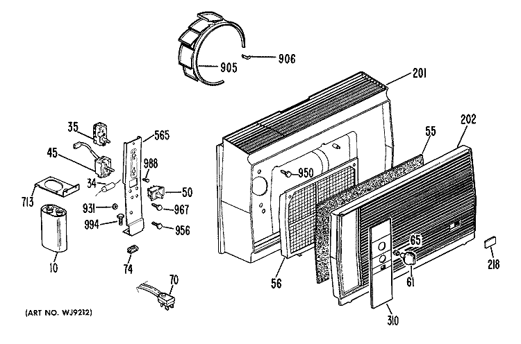 Section Diagram and Parts List for KT604FSL1  Hotpoint Air Conditioner