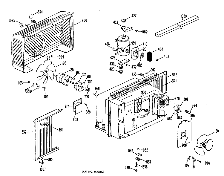 Section Diagram and Parts List for KT604FSL1  Hotpoint Air Conditioner