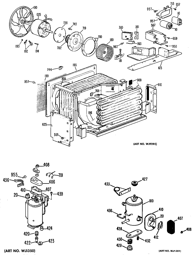 Section Diagram and Parts List for KQ810ATW1  Hotpoint Air Conditioner
