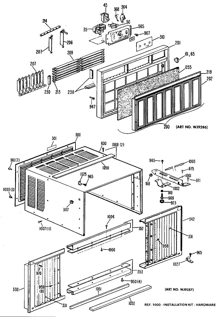 Section Diagram and Parts List for KQ806FSN1  Hotpoint Air Conditioner