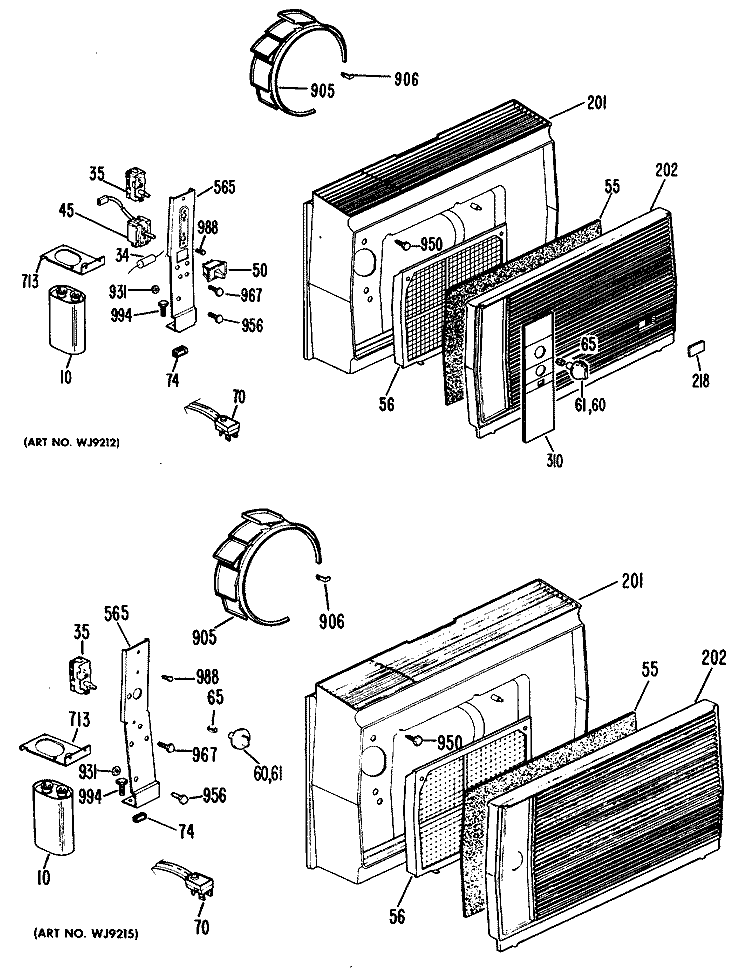 Section Diagram and Parts List for KT705FS4A  Hotpoint Air Conditioner