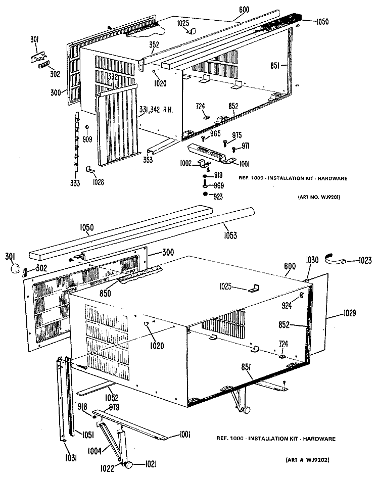 Section Diagram and Parts List for KF908FWP1  Hotpoint Air Conditioner