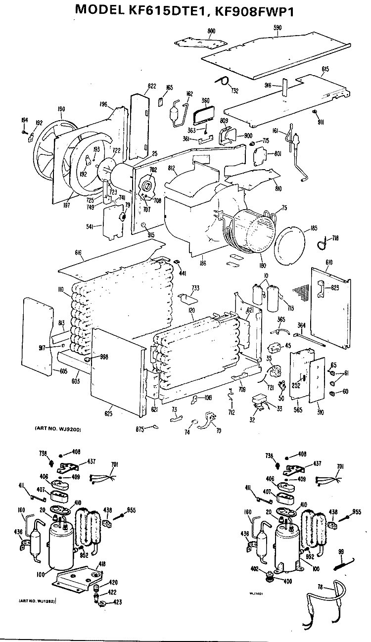 Section Diagram and Parts List for KF908FWP1  Hotpoint Air Conditioner