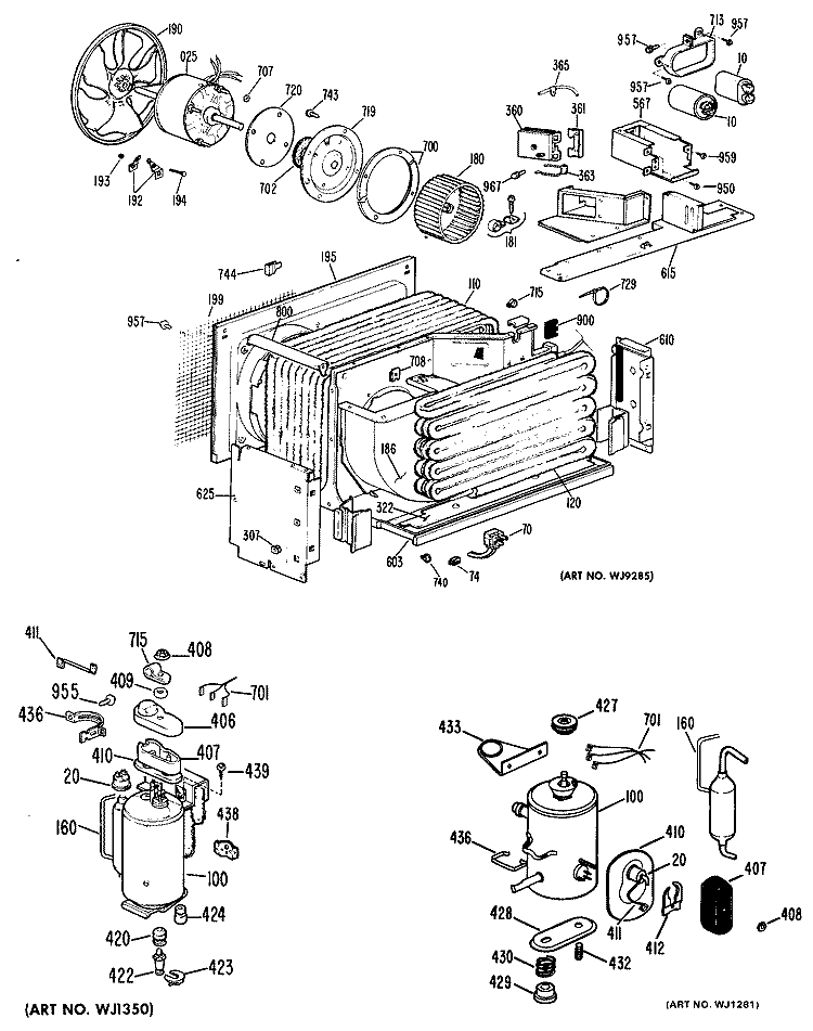 Section Diagram and Parts List for KQ908ASQ2  Hotpoint Air Conditioner