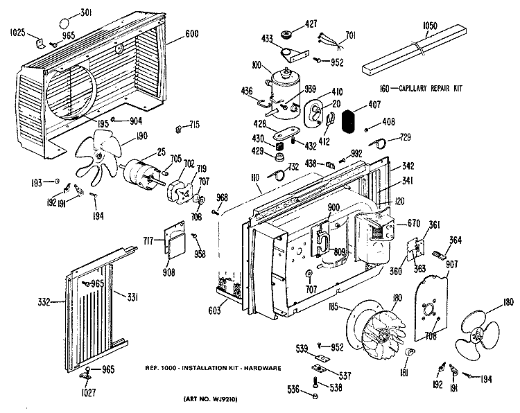 Section Diagram and Parts List for KT304FS3A  Hotpoint Air Conditioner