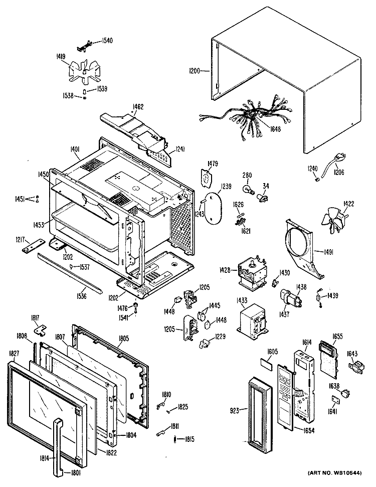 Section Diagram and Parts List for RE142001  Hotpoint Microwave