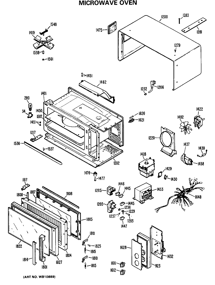 MICROWAVE OVEN Diagram and Parts List for RE44001  Hotpoint Microwave