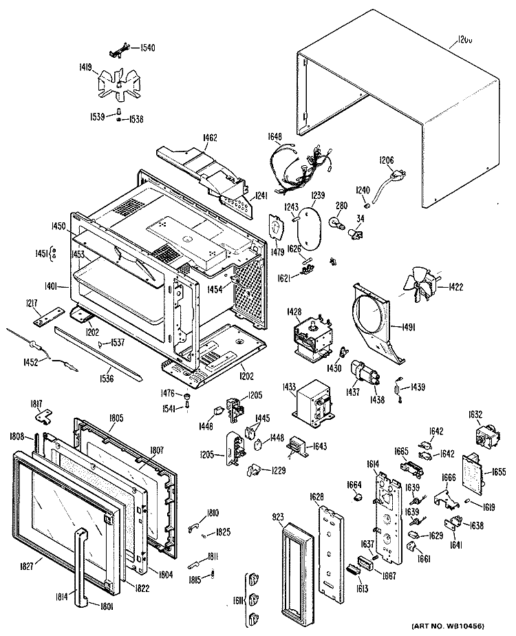 Section Diagram and Parts List for RE141001  Hotpoint Microwave