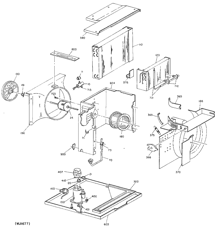 Section Diagram and Parts List for KCM10AAX1  Hotpoint Air Conditioner