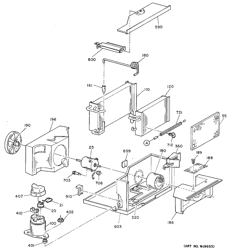 Section Diagram and Parts List for KCM10AAX1  Hotpoint Air Conditioner