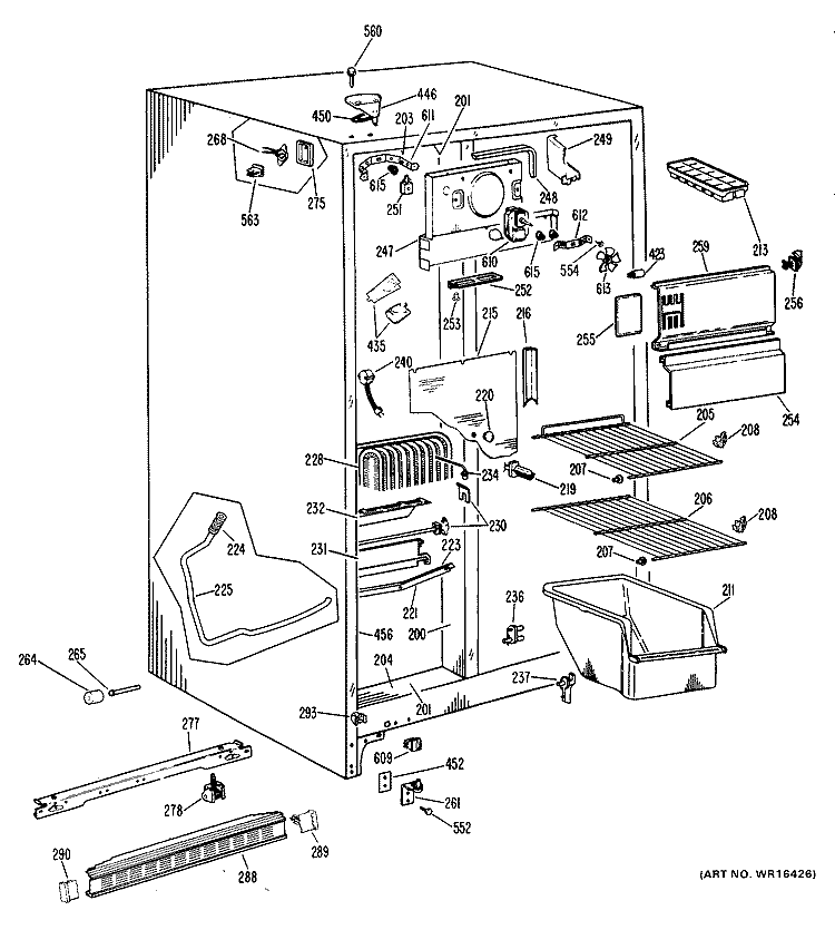 FREEZER SECTION Diagram and Parts List for CSX20LHF  Hotpoint Refrigerator