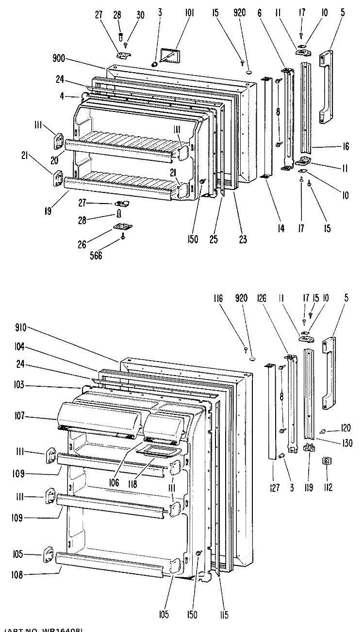Section Diagram and Parts List for CTX18HJBR  Hotpoint Refrigerator