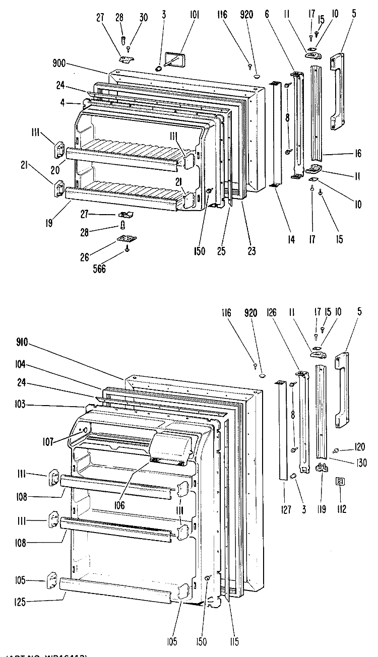 Section Diagram and Parts List for CTX18LJBR  Hotpoint Refrigerator