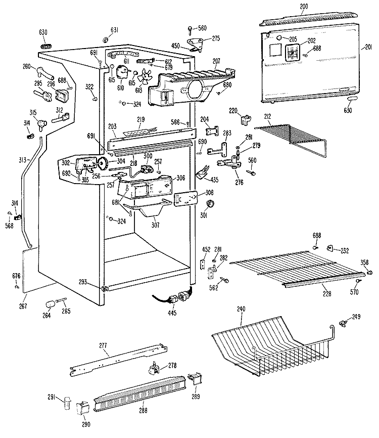 Section Diagram and Parts List for CTX18LJBR  Hotpoint Refrigerator